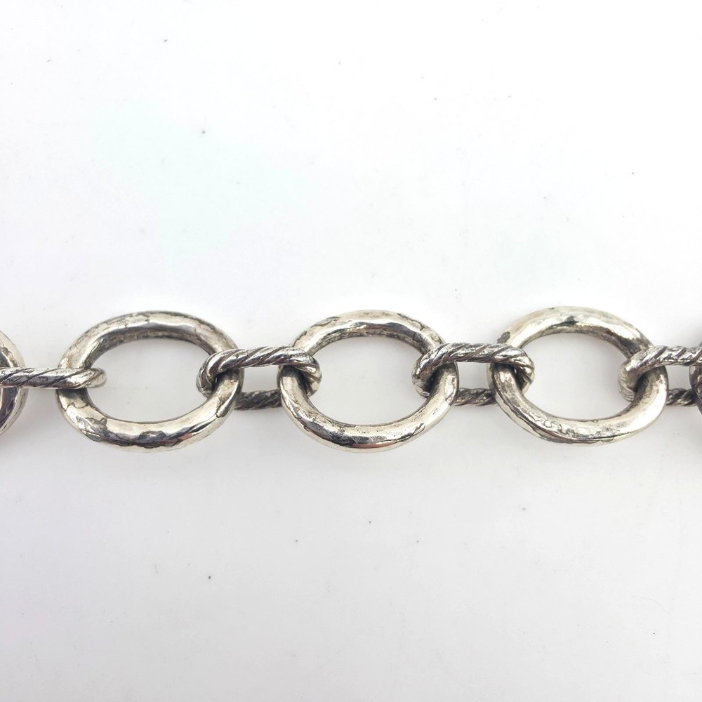 BRIGHTON 'Pebble' Long / Layer Necklace Hammered Oversized Link Silver Plate 38" - Picture 8 of 10
